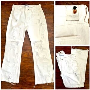 Zara Basic White Distressed  Jeans